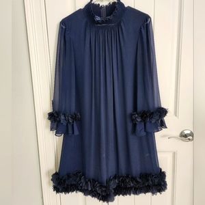 ALEX MARIE Navy Ruffle Dress